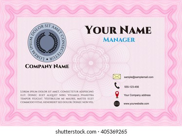 Vintage Business Card. Lovely design. Complex background. Customizable, Easy to edit and change colors. 