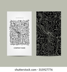 Vintage business cards, floral design. Vector illustration