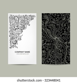 Vintage business cards, floral design. Vector illustration
