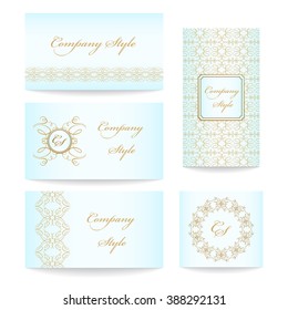 Vintage business cards vector set. Classical style. 