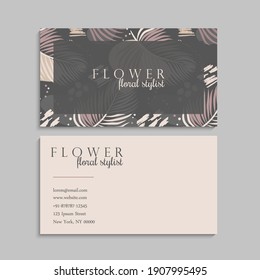 Vintage business and visiting card with floral pattern. Vector illustration