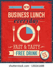 Vintage Bussiness Lunch Poster. Vector illustration.