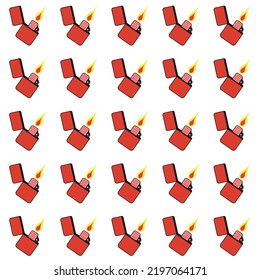 Vintage Butane cigarette lighter repeating pattern vector illustration design isolated on a square background