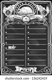 Vintage Butcher Blackboard Cut of Chicken Meat. Butchery Hen Food Chalk Board Shop. Retro Menu Restaurant. Butchery Blackboard Diagram. Street Food Vintage Bar Menu Background Infographic Vector Image