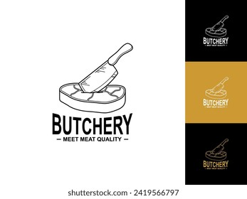 Vintage Butcher Logo Design, Vector 