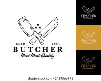 Vintage Butcher Logo Design, Vector