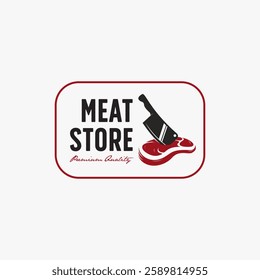 Vintage Butcher meat store logo with meat and knife vector on white background