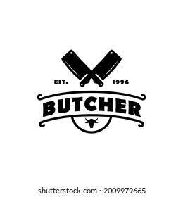 Vintage Butcher Shop Label Logo Design