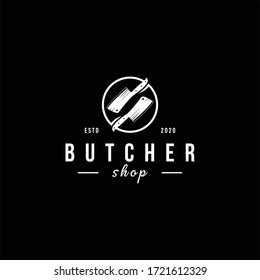 Vintage Butcher shop logo design vector template
