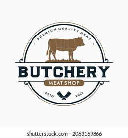 Vintage butchery emblem logo template