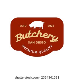 Vintage butchery logo design template isolated. Butchery ornament logo vector design element