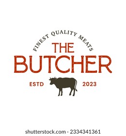 Vintage butchery logo design template isolated. Butchery ornament logo vector design element