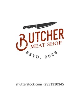 Vintage butchery logo design template isolated. Butchery shop ornament logo vector design element in white background