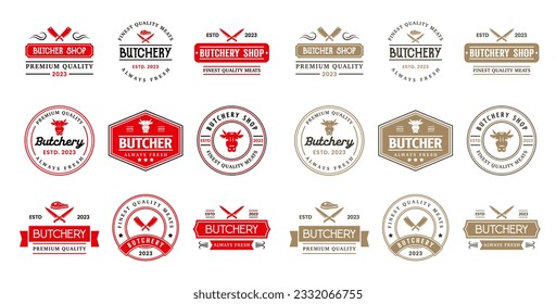 Vintage butchery logo templates collection. Butchery logo ornament logo vector design elements set. Emblem of Butcher meat shop set