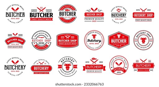 Vintage butchery logo templates collection. Butchery logo ornament logo vector design elements set. Emblem of Butcher meat shop set