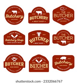 Vintage butchery logo templates collection. Butchery logo ornament logo vector design elements set. Emblem of Butcher meat shop set