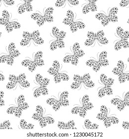 Vintage Butterflies Seamless Pattern, vector illustration background for fabrics and paper designs