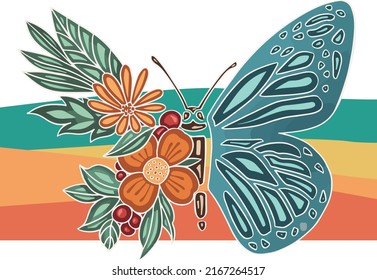 Vintage Butterfly Flower Wings Graphics