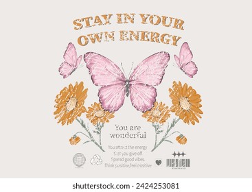 vintage butterfly hand drawn design vector 