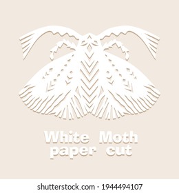 Vintage Butterfly paper cut style art icon in black color, isolated background. Scissored pattern. Retro collection for decorative design, paper cut machine, scrapbooking, sticker Vector illustration