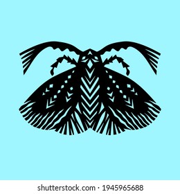 Vintage Butterfly paper cut style art icon in black color, isolated background. Scissored pattern. Retro collection for decorative design, paper cut machine, scrapbooking, sticker Vector illustration