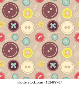 Vintage buttons sew seamless pattern for your web design