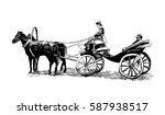 Vintage cab, hand drawn vector illustration