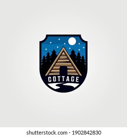 vintage cabin camp night logo vector symbol illustration design
