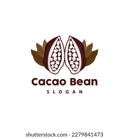 Vintage Cacao Logo, Cocoa Fruit Plant Logo, Chocolate Vector For Bakery, Abstract Line Art Chocolate Design