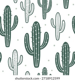 Cactos vintage padrão de azulejo sem emenda com tons verdes antigos e brancos silenciados perfeito para o conceito de salas de estar clássico como tons verdes antigos e brancos silenciados criar vintage padrão de azulejo sem emenda para salas de estar clássicas no conceito de stock de foto e espaço vazio no lado esquerdo, sem texto —ar 7:2 —azulejo