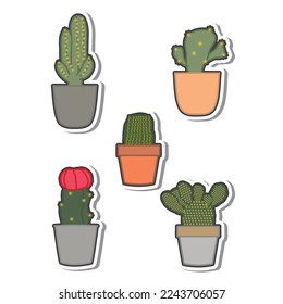 Vintage Cactus Sticker Collection Set