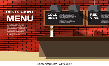 Vintage cafe bar with red brick wall