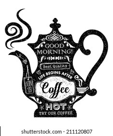 Vintage Cafe Menu with a teapot or kettle shape