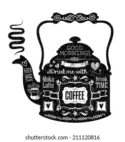 Vintage Cafe Menu with a teapot or kettle shape