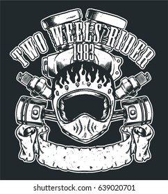Vintage cafe racer design and print, t-shirt graphics, vectors