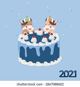 Vintage cake and cow couple 2021