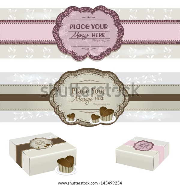 Etiquette De Gateau Vintage Avec Boites Image Vectorielle De Stock Libre De Droits