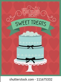 vintage cake poster template vector/illustration