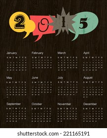 Vintage calendar 2015. Vector.