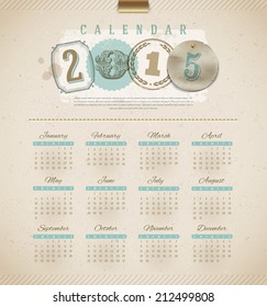 Vintage calendar 2015 - vector illustration