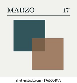 Vintage calendar in warm tones. Spanish. March 17th