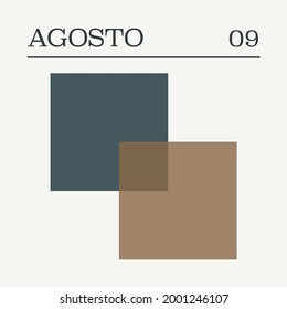 Vintage calendar in warm tones. Spanish. August 9th