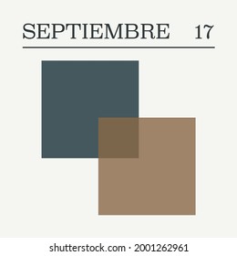 
Vintage calendar in warm tones. Spanish. September 17th