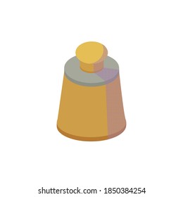 Vintage calibration weight - isometric vector illustration. Flat color design.