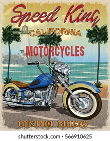 Vintage California motorcycle poster.