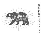 Vintage California Republic bear with sunbursts. Grunge effect is on a separate layer.