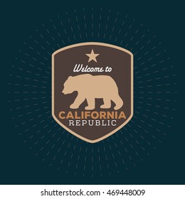 Vintage California Republic bear with sunbursts, t-shirt print graphics