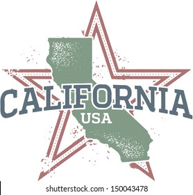 Vintage California State Star Stamp