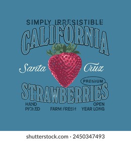 Vintage California Strawberries  Graphic Vector Advertising