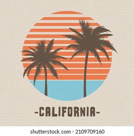 Vintage California vector summer poster.Retro t-shirt design.